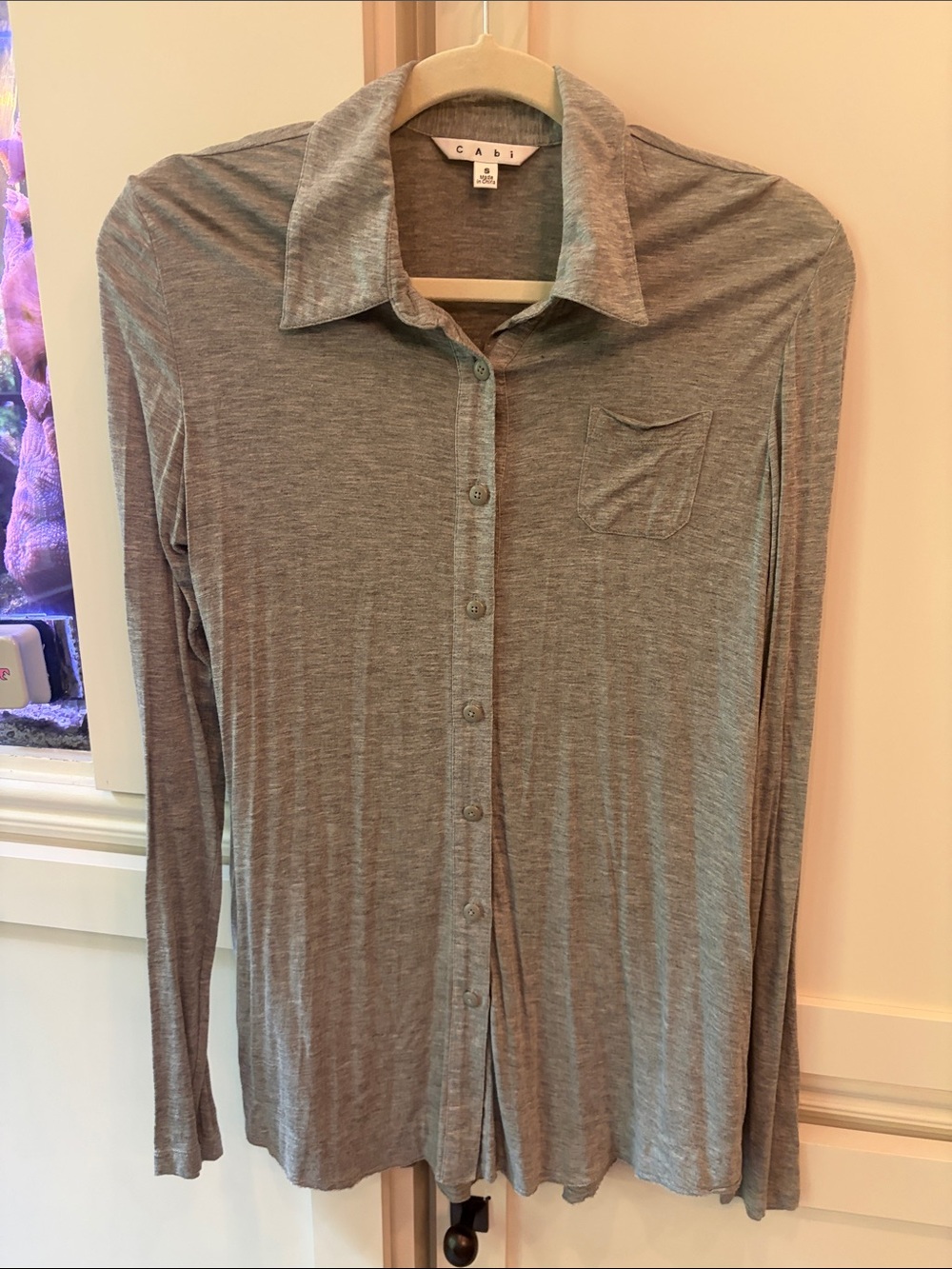 CAbi Long-Sleeve Button-Down Shirt in Heather Gray #140